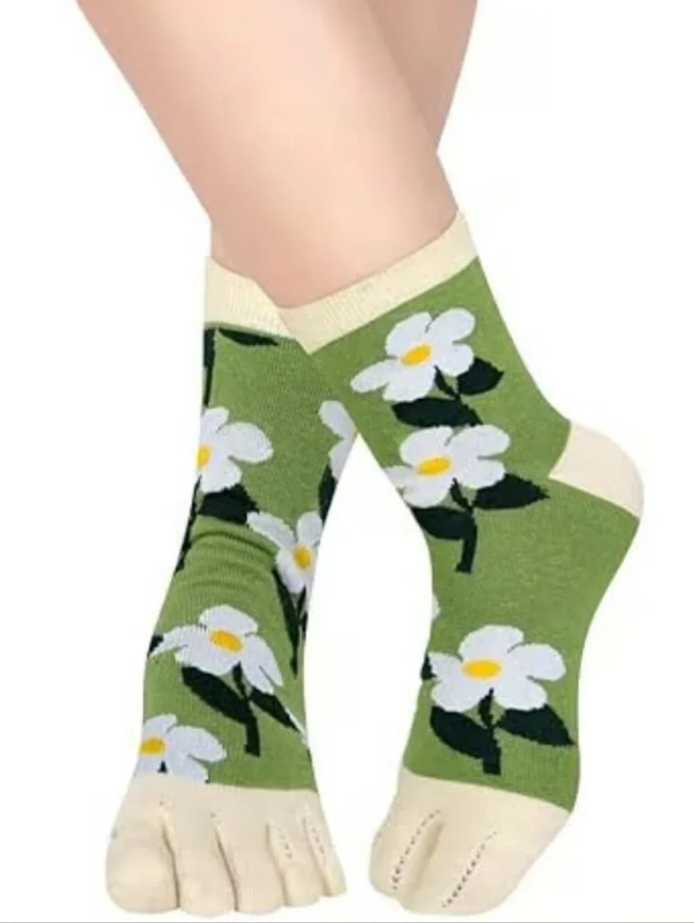 NWT 2 Pair Floral Five Toe Cotton Socks Womens SIZE  5-8
